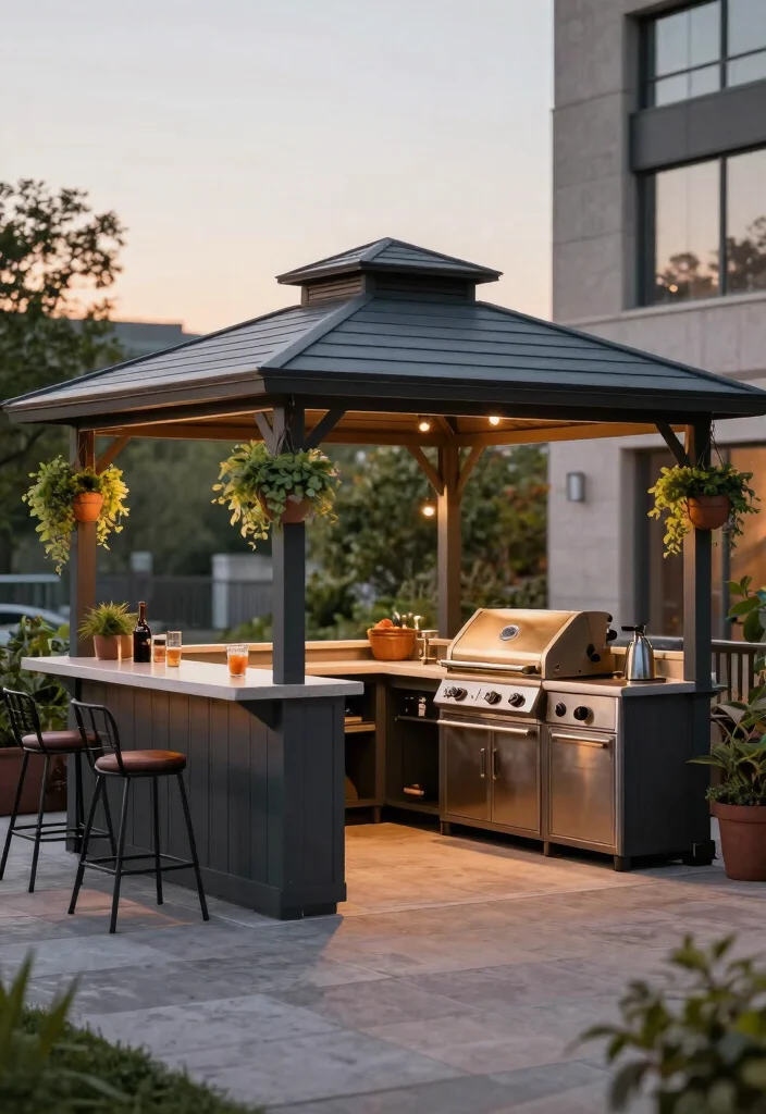 10 Outdoor Patio Gazebo Ideas for Shade and Entertaining 8. Functional Outdoor Kitchen Gazebo 0