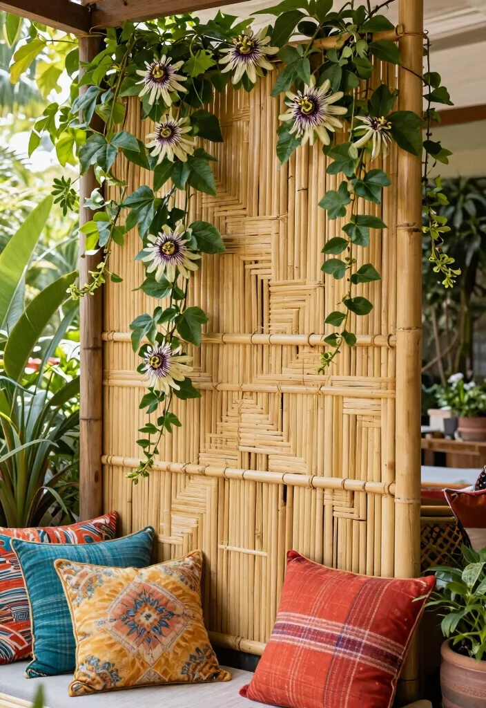 10 Outdoor Patio Trellis Ideas for Shade and Vertical Style 6. Woven Bamboo Trellis 0