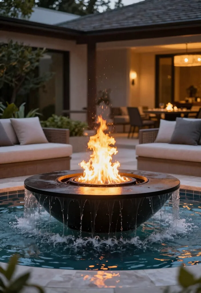 10 Patio Water Fountain Ideas for Relaxing Ambience 10. Fire and Water Features 0