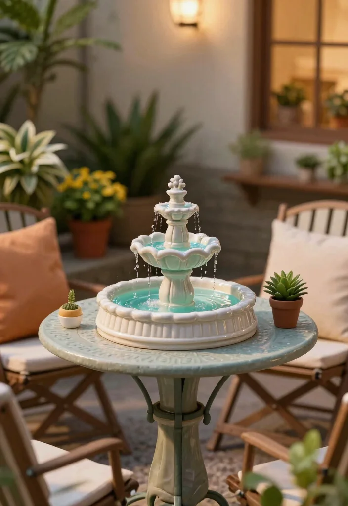 10 Patio Water Fountain Ideas for Relaxing Ambience 4. Miniature Tabletop Fountains 0