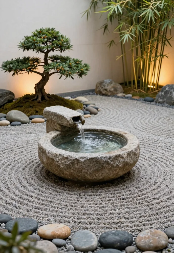 10 Patio Water Fountain Ideas for Relaxing Ambience 7. Zen Garden Fountains 0