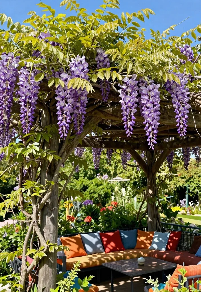 10 Pergola Ideas With Plants for Natural Shade and Beauty 1. Lush Climbing Vines for Vertical Elegance 0