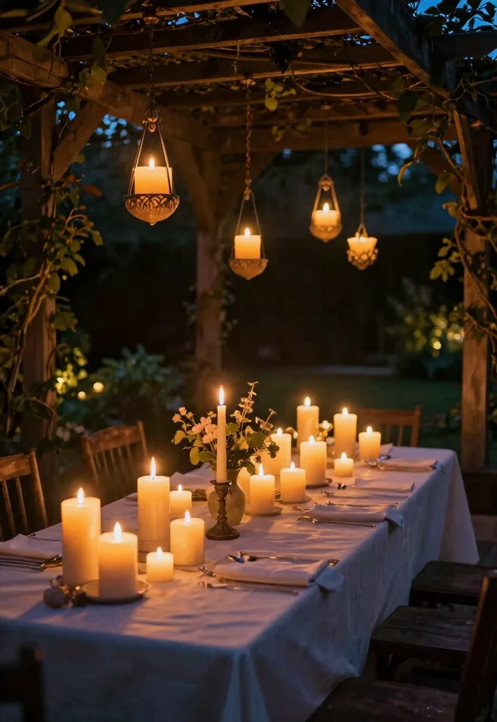 10 Pergola Lighting Ideas to Create a Cozy Nighttime Space 67 10 Pergola Lighting Ideas to Create a Cozy Nighttime Space 7. Candlelit Ambiance 0