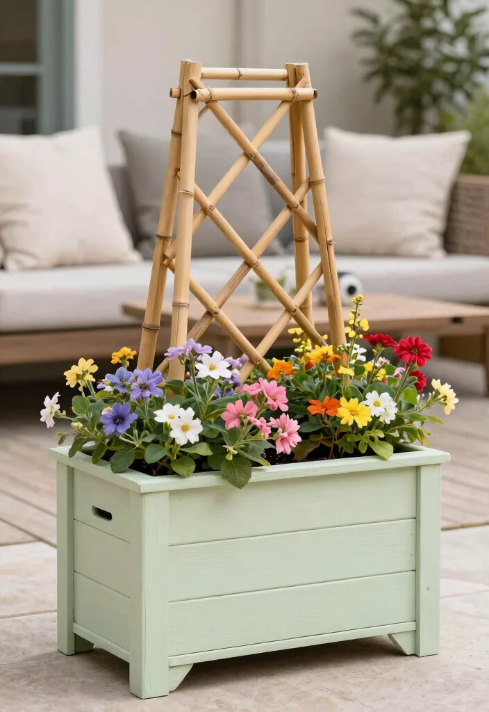 10 Planters With Trellis Ideas for Small Patios and Vertical Gardens 3. DIY Trellis Planter Combo 0