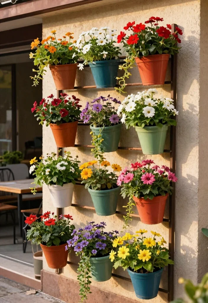 10 Planters With Trellis Ideas for Small Patios and Vertical Gardens 6. Wall Mounted Trellis with Potted Flowers 0