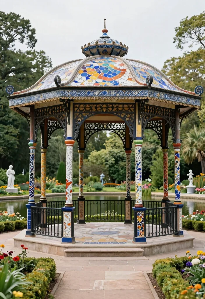 10 Pond Gazebo Ideas for Peaceful Garden Views 10. Artistic Gazebo Design 0