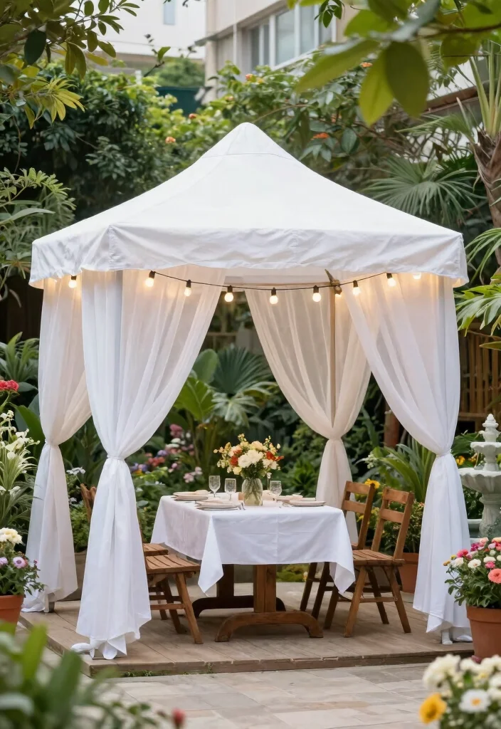 10 Pop Up Gazebo Ideas for Flexible Backyard Shade 1. The Elegant White Canopy 0