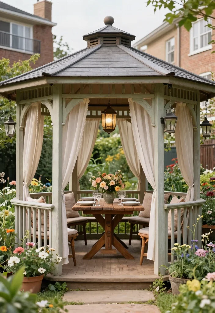 10 Pop Up Gazebo Ideas for Flexible Backyard Shade 8. Farmhouse Chic Gazebo 0