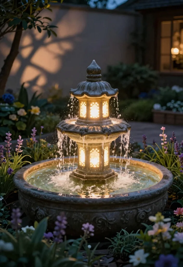10 Pot Fountain Ideas for Easy DIY Water Features 6. Lantern Pot Fountain 0