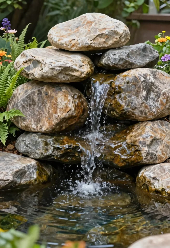 10 Rock Fountain Ideas for Natural Garden Water Features 1. Mini Boulder Cascade 0