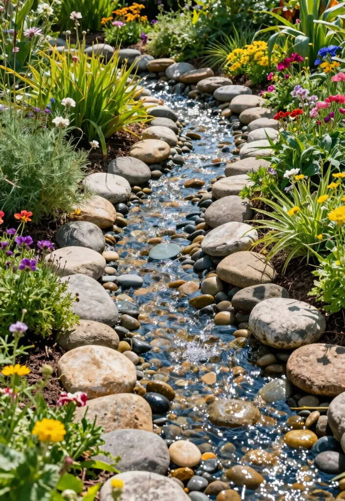 10 Rock Fountain Ideas for Natural Garden Water Features 3. Pebble Stream Fountain 0