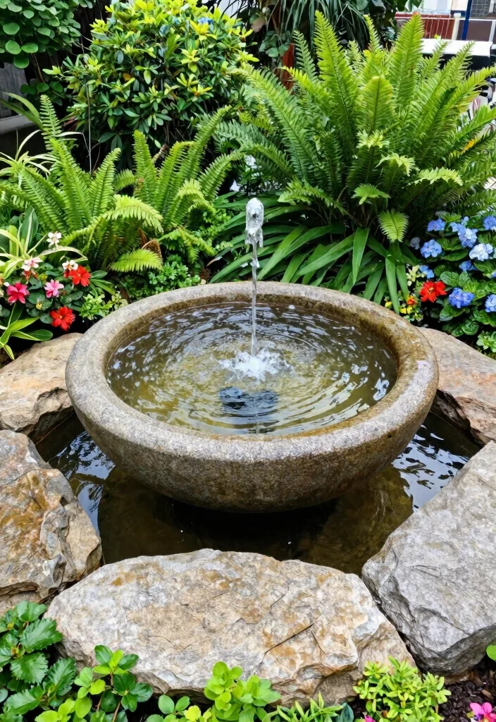 10 Rock Fountain Ideas for Natural Garden Water Features 6. Natural Stone Basin Fountain 0