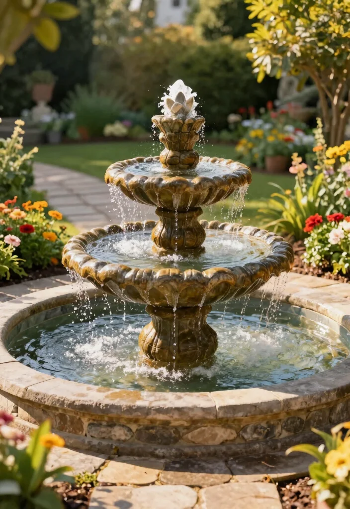 10 Rock Garden Fountain Ideas for Natural Landscapes 12 10 Rock Garden Fountain Ideas for Natural Landscapes 2. Tiered Stone Fountain 0