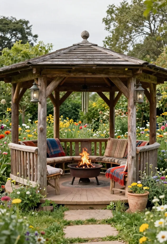 10 Round Gazebo Ideas for Balanced Garden Layouts 3. Rustic Wooden Charm 0