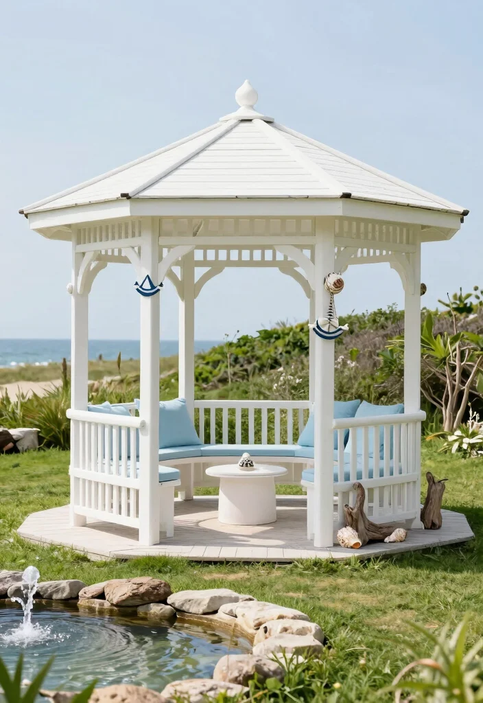 10 Round Gazebo Ideas for Balanced Garden Layouts 4. Coastal Escape 0