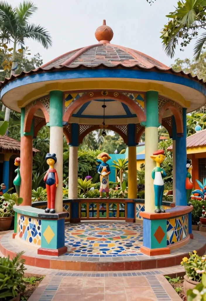 10 Round Gazebo Ideas for Balanced Garden Layouts 7. Artistic Installation 0