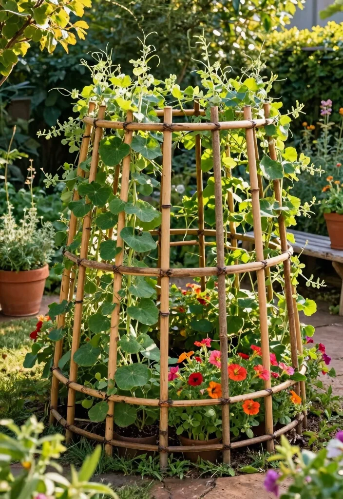 10 Round Trellis Ideas for Soft Garden Shapes and Climbing Plants 1. Circular Bamboo Trellis 0