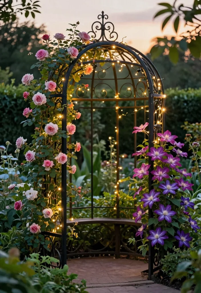10 Round Trellis Ideas for Soft Garden Shapes and Climbing Plants 2. Wrought Iron Round Trellis 0