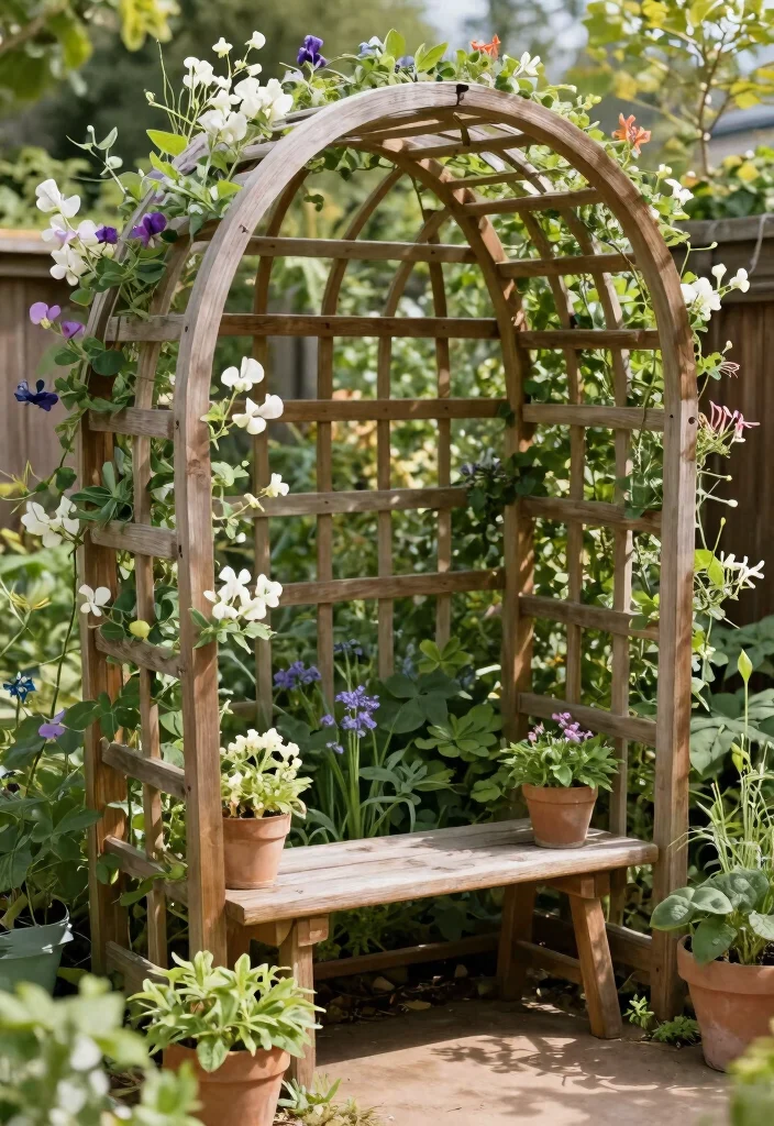 10 Round Trellis Ideas for Soft Garden Shapes and Climbing Plants 3. Wooden Round Trellis 0