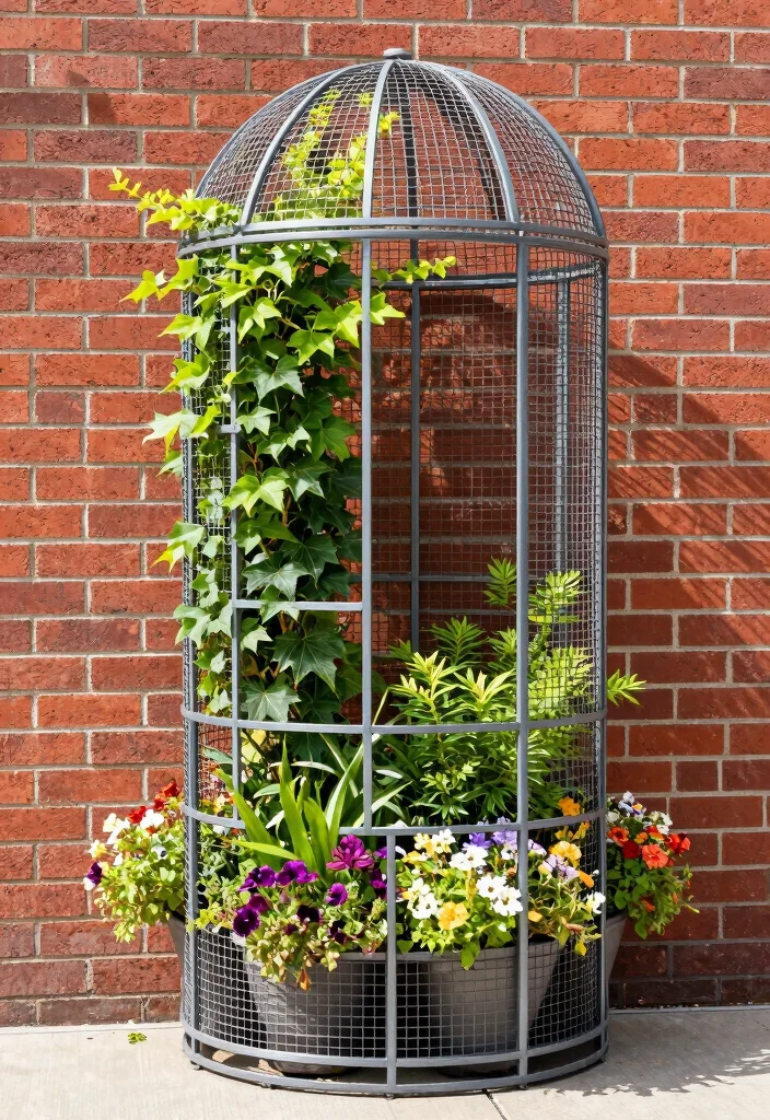 10 Round Trellis Ideas for Soft Garden Shapes and Climbing Plants 4. Metal Mesh Round Trellis 0