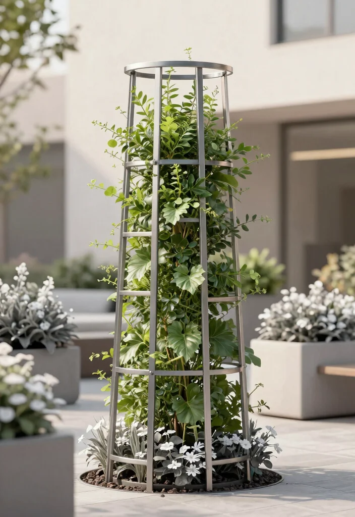 10 Round Trellis Ideas for Soft Garden Shapes and Climbing Plants 7. Minimalist Round Trellis 0