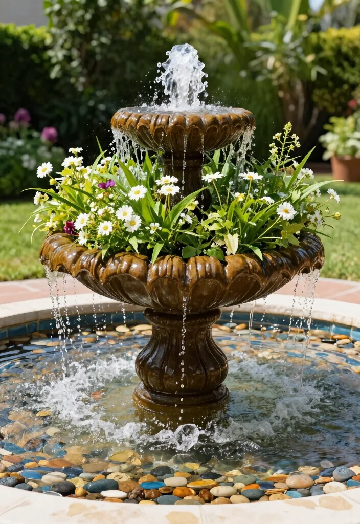 10 Small Backyard Fountain Ideas That Fit Limited Space 78 10 Small Backyard Fountain Ideas That Fit Limited Space 8. Fountain with Planter Combo 0