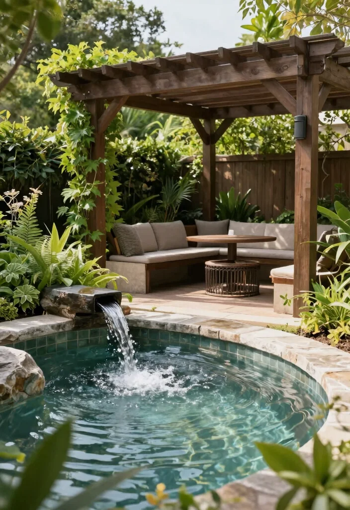 12 Backyard Pergola Patio Ideas With Gazebo Style Design 11. Pergola with Water Feature 0