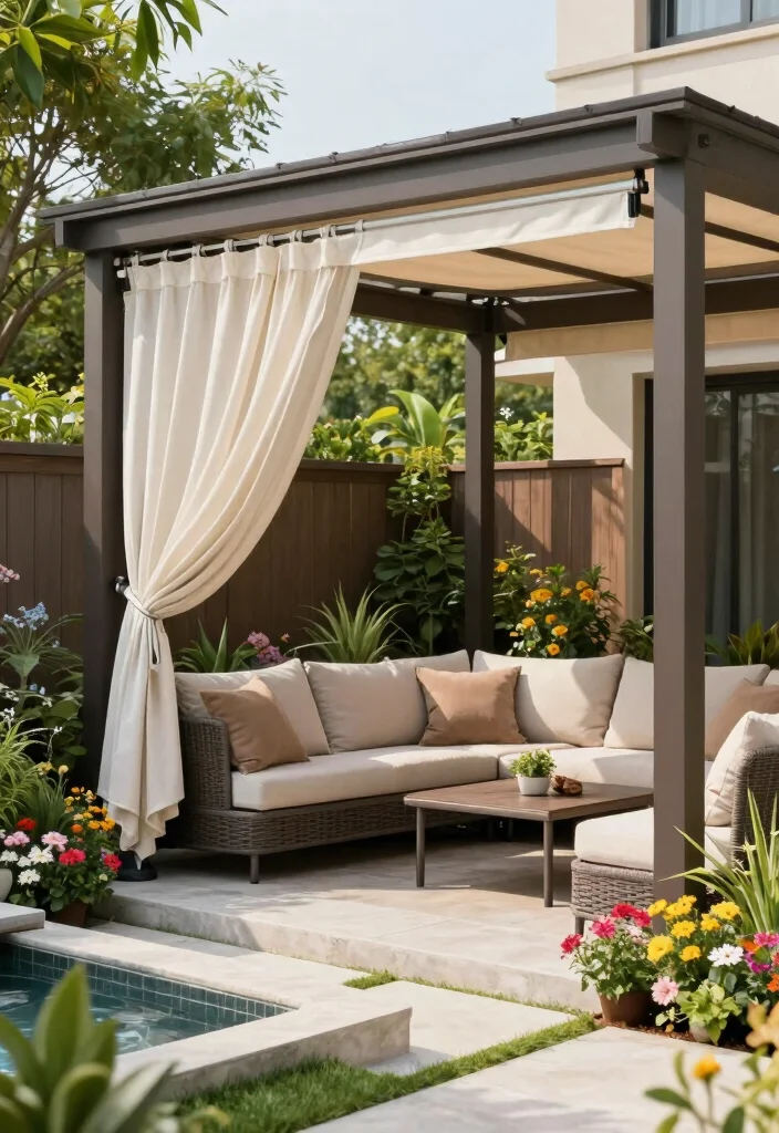 12 Backyard Pergola Patio Ideas With Gazebo Style Design 3. Pergola with Retractable Canopy 0