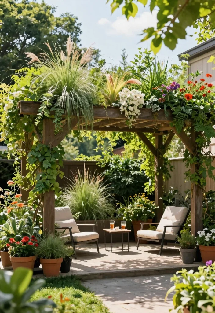 12 Backyard Pergola Patio Ideas With Gazebo Style Design 4. Green Roof Pergola 0