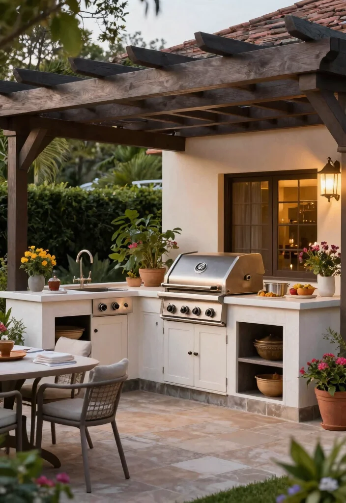 12 Backyard Pergola Patio Ideas With Gazebo Style Design 9. Pergola with Outdoor Kitchen 0