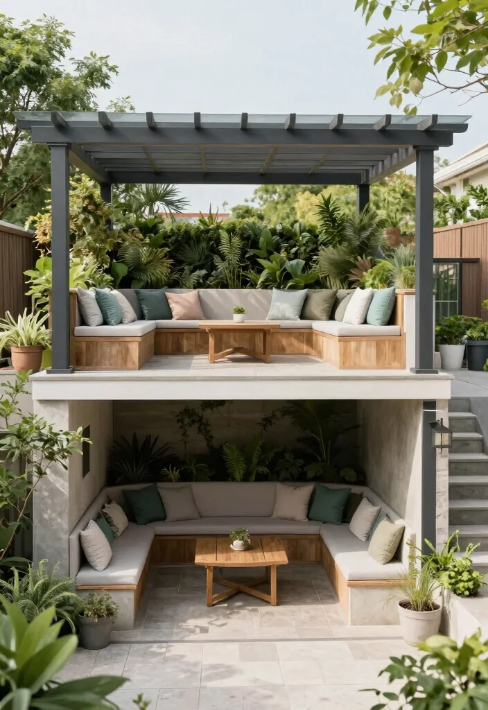 12 Backyard Pergola Patio Ideas With Privacy Screens 12. Multi Level Pergola Design with Privacy Enhancements 0