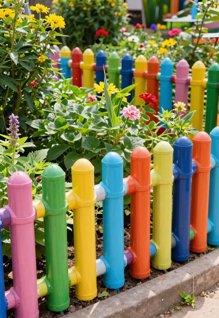 12 Cheap DIY Garden Fence Ideas That Actually Look Good 12. Painted PVC Pipe Fence 0