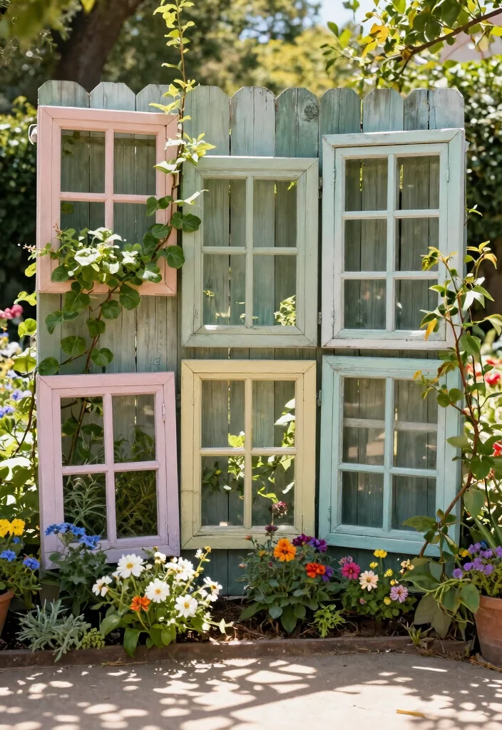 12 Cheap DIY Garden Fence Ideas That Actually Look Good 5. Repurposed Window Frames 0