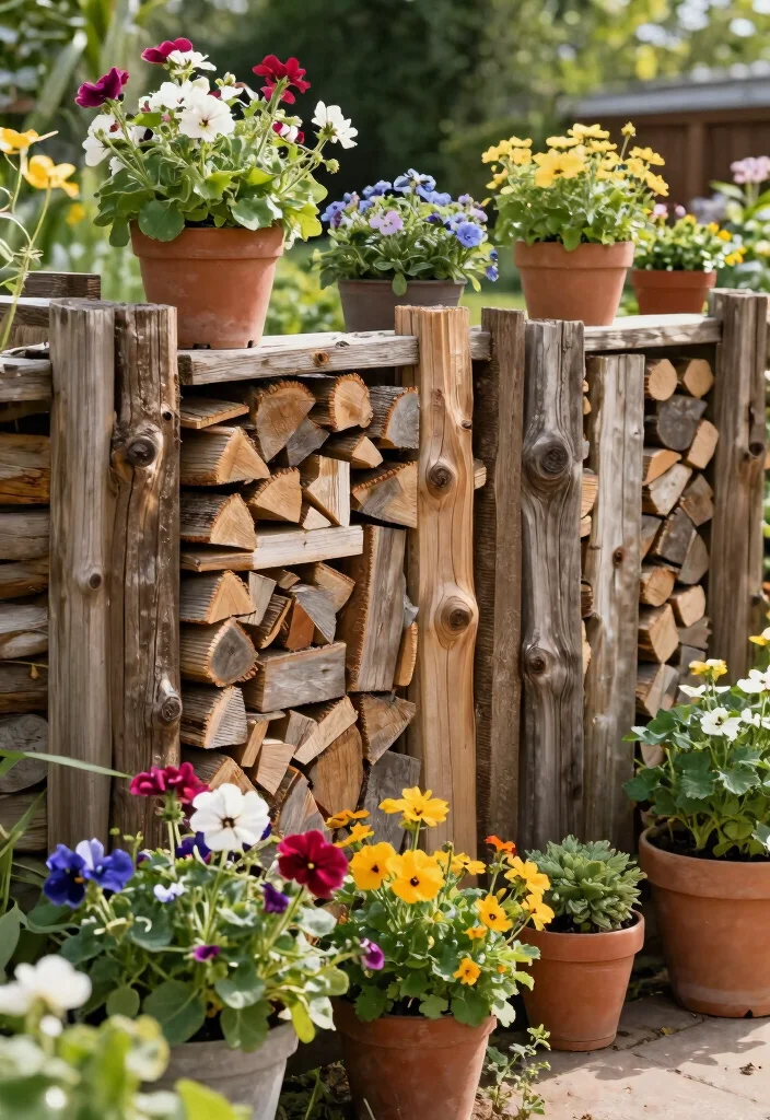 12 Cheap DIY Garden Fence Ideas That Actually Look Good 9. Fence Made of Reclaimed Wood Stacks 0