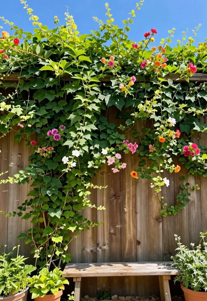 12 Fence Ideas With Plants for Natural Privacy and Soft Edges 1. Lush Greenery with Climbing Vines 0