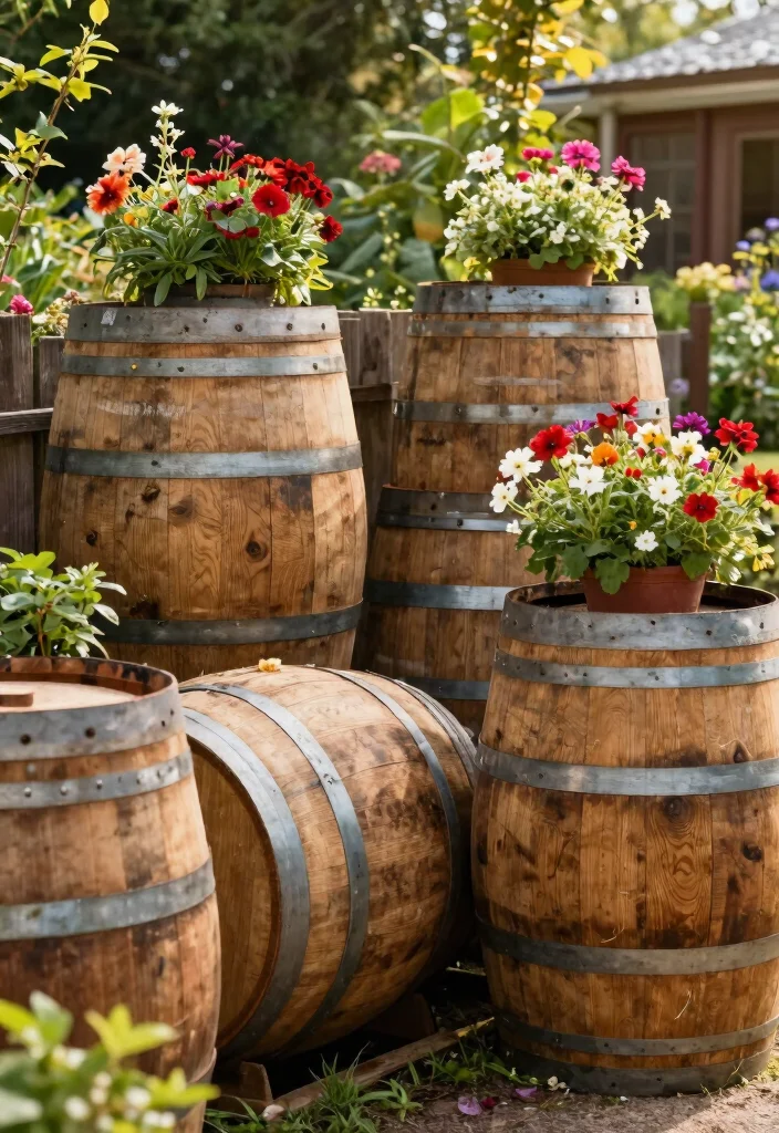 12 Garden Fence Ideas for Privacy Using Practical Materials 7. Recycled Wine Barrel Fence 0