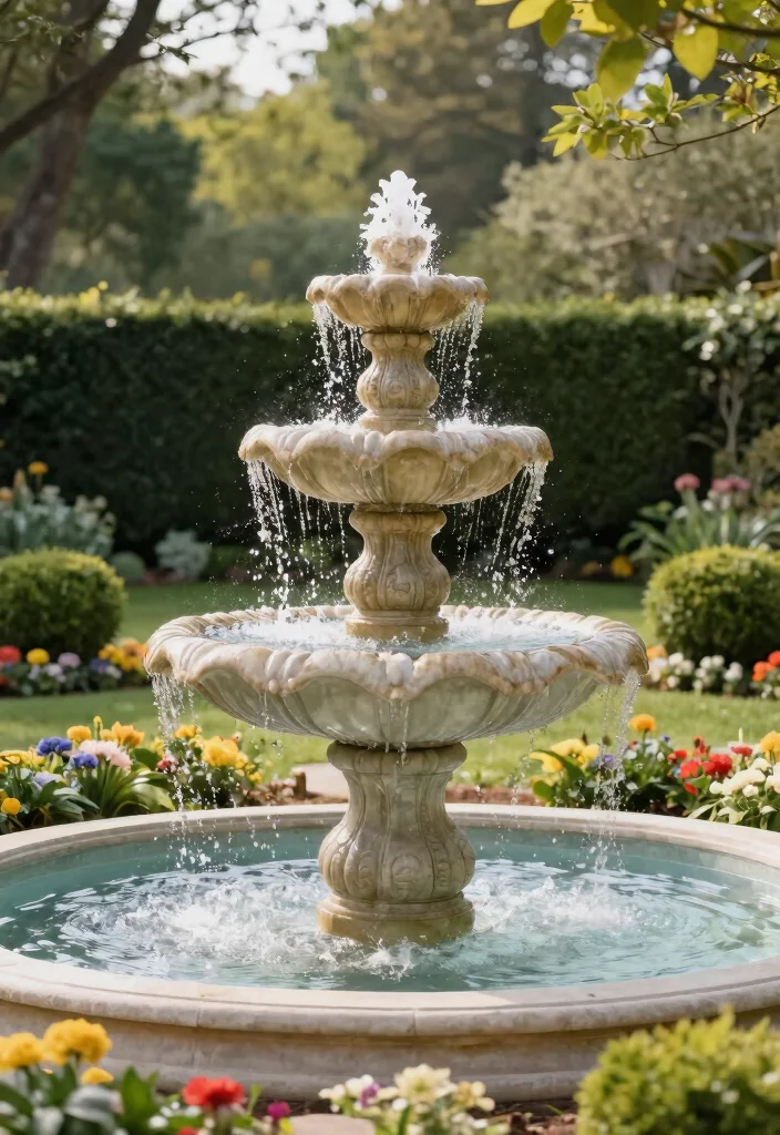 12 Outdoor Fountain Ideas to Add Sound and Movement 1. The Classic Tiered Fountain 0