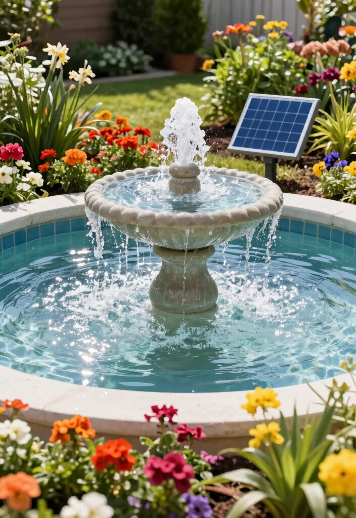 12 Outdoor Fountain Ideas to Add Sound and Movement 8. Solar Powered Fountain 0