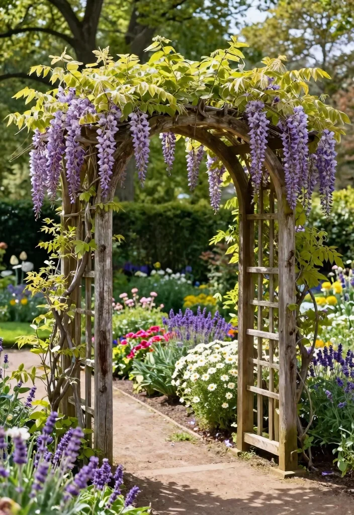 12 Unique Trellis Ideas to Add Character to Your Garden Space 1. Rustic Wooden Arch Trellis 0