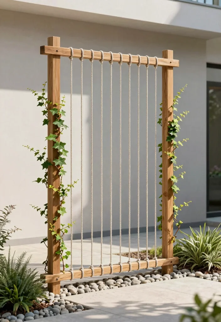 12 Unique Trellis Ideas to Add Character to Your Garden Space 10. Minimalist Rope Trellis 0