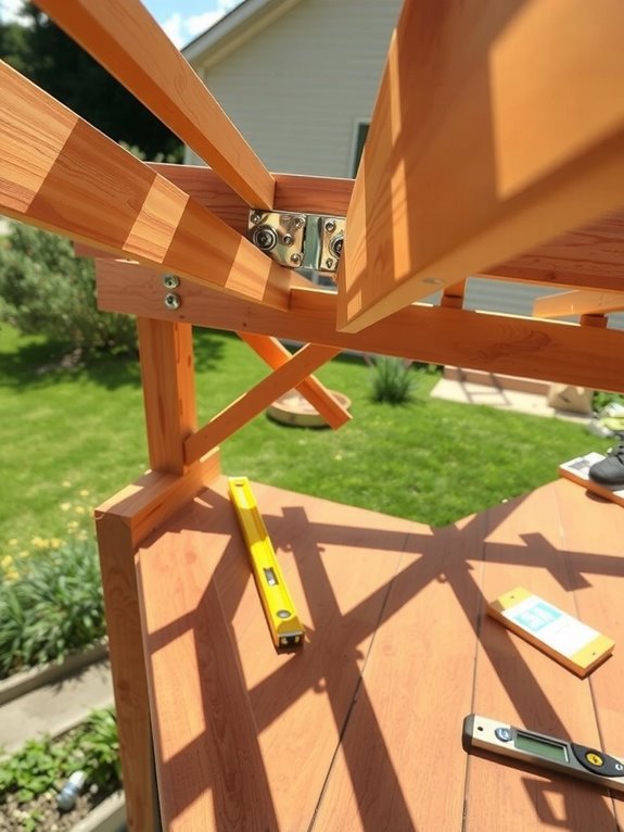 attach roof joists with shade hardware