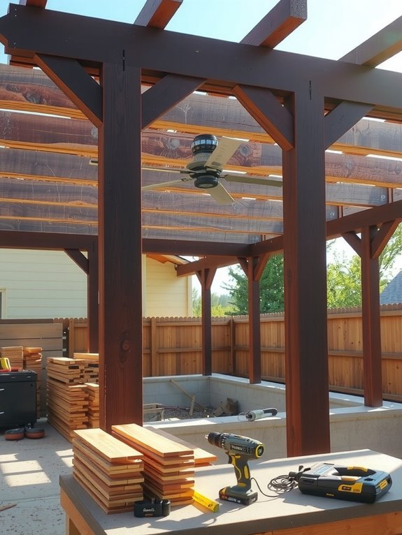 dig holes plumb posts install beams