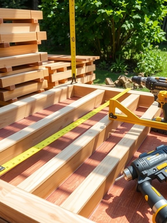 even spacing joists secured level