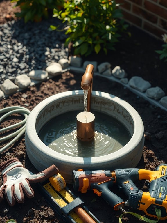 gather fountain materials and tools