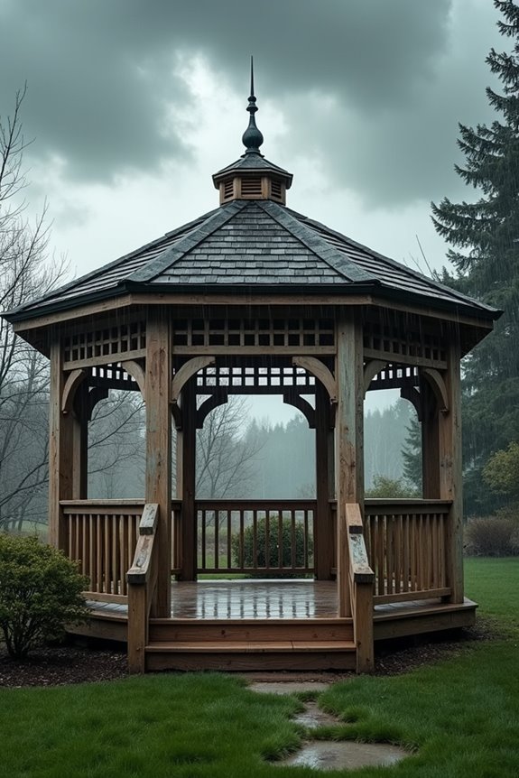 Will Your Gazebo Blow Away? 3 heavy anchored solid roofed gazebo resilience