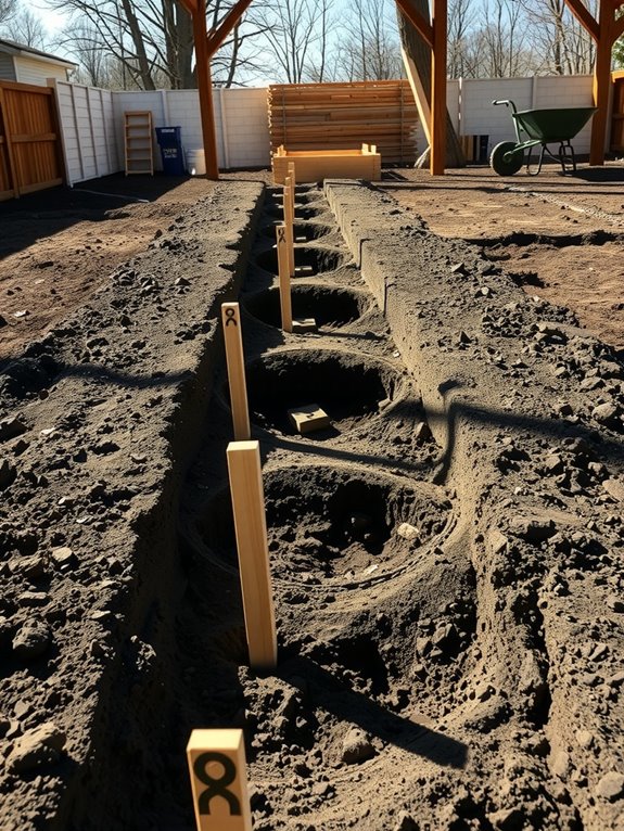 mark level posts with gravel drainage