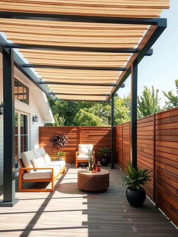 What Is a Pergola and How to Use One in Your Outdoor Space 5 moveable rafters for adjustable shade