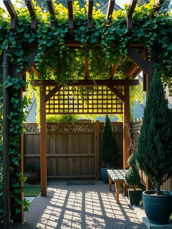 pergolas and trellises with climbing vines