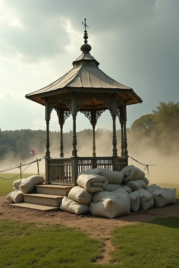 Will Your Gazebo Blow Away? 9 sandbags and blocks stabilize gazebo safely