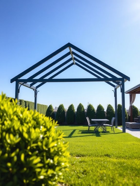 steel a frame pergola with louvers